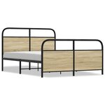 vidaXL Cadre de lit en métal sans matelas chêne sonoma 140x190 cm