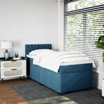 vidaXL Sommier à lattes de lit avec matelas bleu 80x200 cm velours