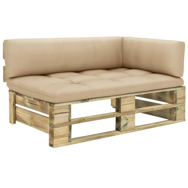 vidaXL Canapé d'angle palette de jardin vert bois de pin imprégné