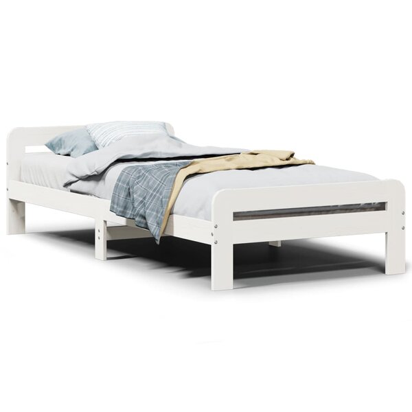 vidaXL Cadre de lit sans matelas blanc 75x190 cm bois de pin massif