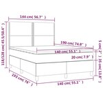 vidaXL Sommier à lattes de lit avec matelas et LED Gris 140x190 cm