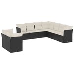 vidaXL Salon de jardin 9 Pièces avec coussins noir résine tressée