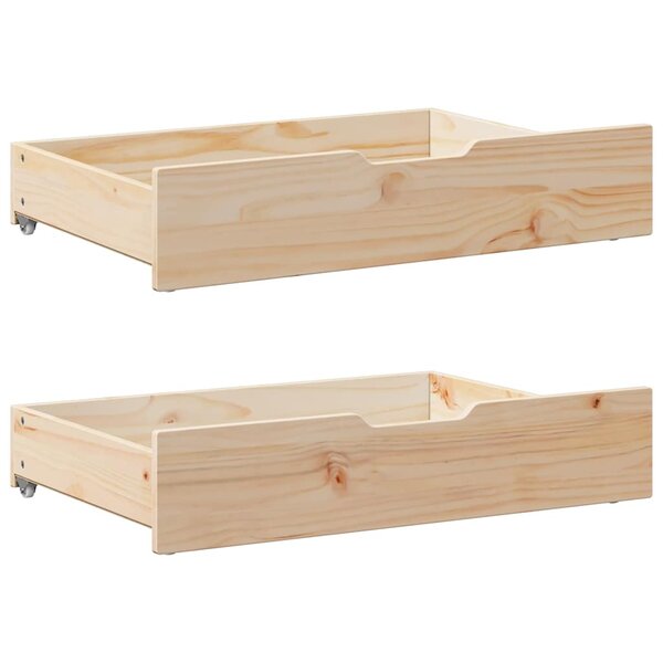 vidaXL Tiroirs sous le lit avec roulettes 2 Pièces 85x55x17 cm pin massif