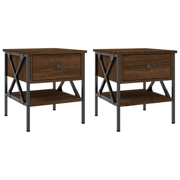 vidaXL Tables de chevet 2 Pièces chêne marron 40x42x45 cm bois ingénierie