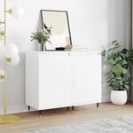 vidaXL Buffets 2 Pièces blanc brillant 40x35x70 cm bois d'ingénierie