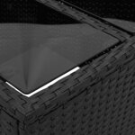 vidaXL Table de jardin avec plateau en verre noir 55 x 55 x 37 cm en résine tressée