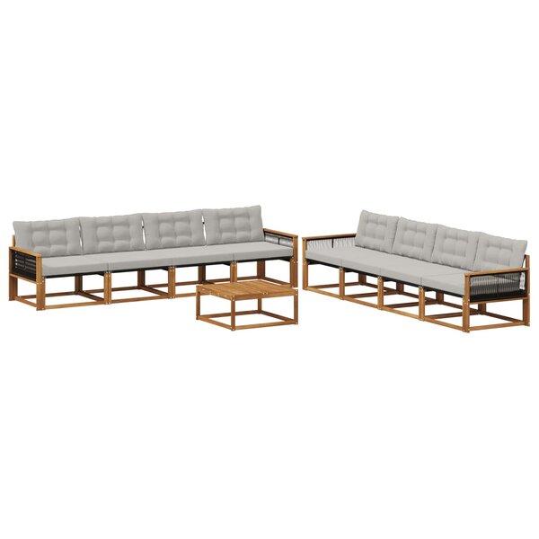 vidaXL Ensemble de canapés d'extérieur 9 Pièces Naturel et gris clair