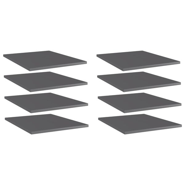 vidaXL Panneaux de bibliothèque 8 Pièces gris brillant bois d’ingénierie
