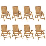 vidaXL Chaises de jardin inclinables lot de 8 Bois de teck solide