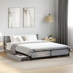 vidaXL Cadre de lit à tiroirs sonoma gris 150x200 cm bois d'ingénierie