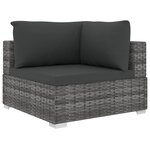 vidaXL Salon de jardin 9 Pièces avec coussins Résine tressée Gris