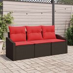 vidaXL Ensemble de Canapés avec coussin 3 Pièces Marron polyrotin