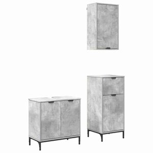 vidaXL Ensemble de mobilier de salle de bain 3 Pièces Gris béton