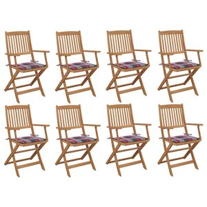 vidaXL Chaises pliables d'extérieur avec coussins 8 Pièces Bois d'acacia
