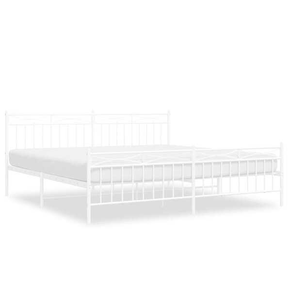 vidaXL Cadre de lit métal avec tête de lit/pied de lit blanc 193x203cm