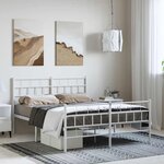 vidaXL Cadre de lit métal sans matelas et pied de lit blanc 135x190 cm