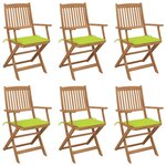 vidaXL Chaises pliables de jardin lot de 6 avec coussins Bois d'acacia