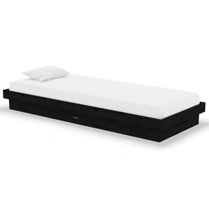 vidaXL Cadre de lit Noir Bois massif 75x190 cm Petit simple