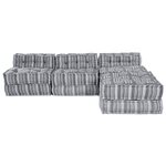Canapé pouf modulable 4 places convertible en tissu gris clair