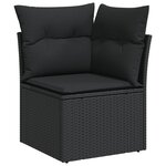 vidaXL Ensemble de canapé de jardin avec coussin 7 Pièces Noir Poly rotin