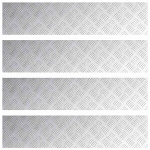 vidaXL Nez de marche Rectangulaire 4 Pièces Argenté 90 x 20 cm Aluminium