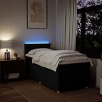 vidaXL Sommier à lattes de lit avec matelas Noir 90x200 cm Tissu