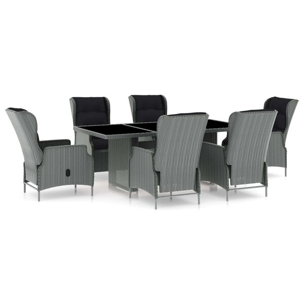 vidaXL Mobilier à dîner 7 Pièces avec coussins Résine tressée Gris clair
