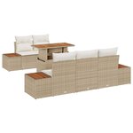 vidaXL Ensemble de Salle à Manger de Jardin 6 Pièces avec Coussins Beige Rotin Poly Acacia
