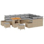 vidaXL Ensemble de canapé de jardin 12 Pièces Beige Poly rotin