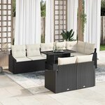 vidaXL Ensemble de canapé de jardin 9 Pièces Noir  Crème 100 x 55 x 73 cm