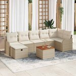 vidaXL Ensemble de canapé de jardin 8 Pièces Beige Poly rotin