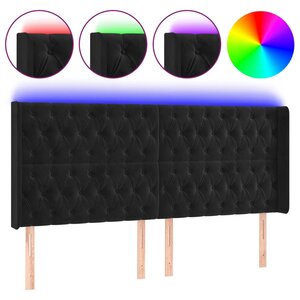 vidaXL Tête de lit à LED Noir 203x16x118/128 cm Velours