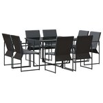 vidaXL Ensemble de salle à manger pour jardin 9 pc Noir Acier