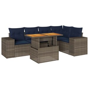 vidaXL Salon de jardin 6 Pièces avec coussins gris résine tressée
