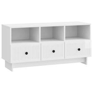 vidaXL Meuble TV Blanc brillant 102 x 34 5 x 50 cm Bois d'ingénierie