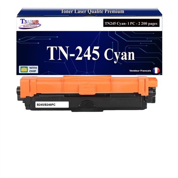 T3AZUR - Toner compatible avec Brother TN245 pour Brother MFC-9340CDW  MFC9340CDW - Cyan