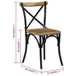 vidaXL Chaises à dossier croisé lot de 6 noir bois de manguier massif