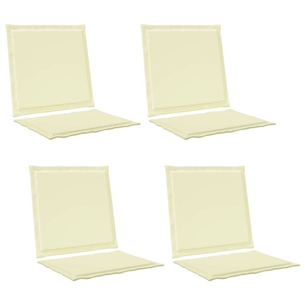 vidaXL Coussins de siège et de dos 4 Pièces Crème 47 x 45 x 2 cm