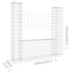 vidaXL Panier de gabion en forme de U avec 2 poteaux Fer 140x20x150 cm