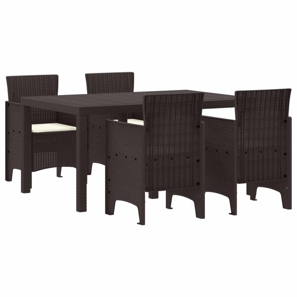 vidaXL Ensemble de salle à manger pour jardin 5 pc Marron Rattan Polt
