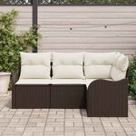 vidaXL Ensemble de canapé de jardin 4 Pièces Marron polyrotin