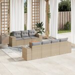 vidaXL Salon de jardin avec coussins 8 Pièces beige résine tressée