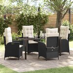 vidaXL Ensemble de salle à manger pour jardin 5 Pièces Noir polyrotin
