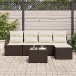 vidaXL Ensemble de canapé de jardin 6 Pièces Marron Poly rotin