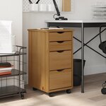 vidaXL Armoire roulante avec tiroirs MOSS bois de pin marron miel