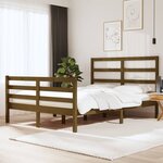 vidaXL Cadre de lit Marron miel Bois pin massif 120x190cm Petit Double