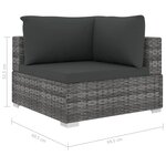 vidaXL Salon de jardin 11 Pièces avec coussins résine tressée gris