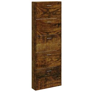 vidaXL Armoire à chaussures Chêne fumé 59x17x169 cm Bois d'ingénierie