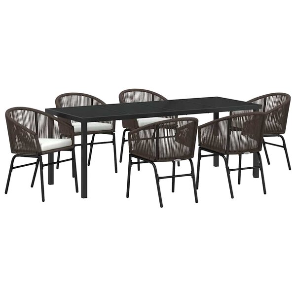 vidaXL Ensemble de salle à manger pour jardin 7 Pièces Marron