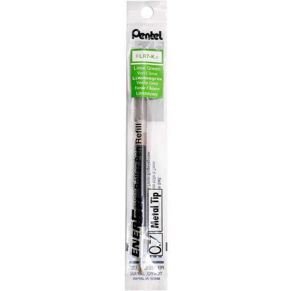 Recharge LR7 pour Roller Energel Liquide Pointe 0 7 Tracé 0 35 mm Vert Citron x 12 PENTEL